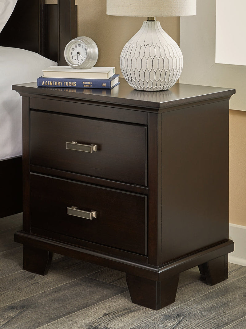 Covetown Dark Brown Queen Panel Bed, Dresser, Mirror, Chest and Nightstand from Ashley - Luna Furniture