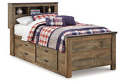Trinell Brown Twin Bookcase Bed with 2 Storage Drawers from Ashley - Luna Furniture