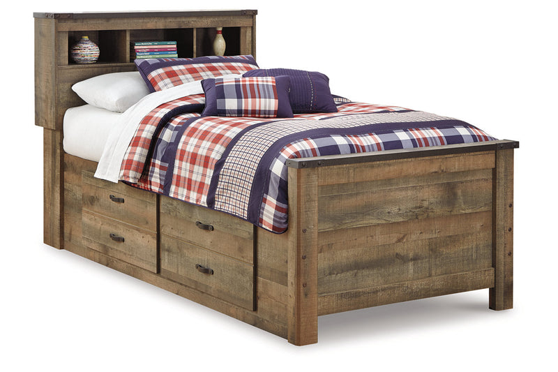 Trinell Brown Twin Bookcase Bed with 2 Storage Drawers from Ashley - Luna Furniture