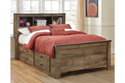 Trinell Brown Full Bookcase Bed with 2 Storage Drawers from Ashley - Luna Furniture
