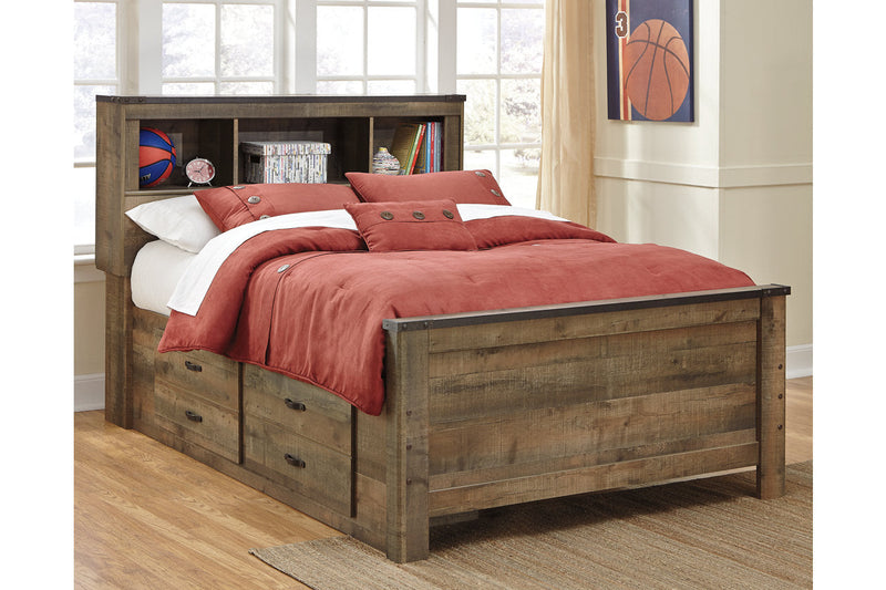 Trinell Brown Full Bookcase Bed with 2 Storage Drawers from Ashley - Luna Furniture