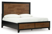 Kraeburn Brown/Black California King Panel Storage Bed from Ashley - Luna Furniture