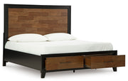 Kraeburn Brown/Black California King Panel Storage Bed from Ashley - Luna Furniture