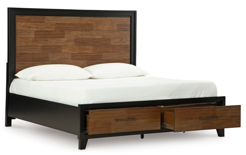 Kraeburn Brown/Black California King Panel Storage Bed from Ashley - Luna Furniture