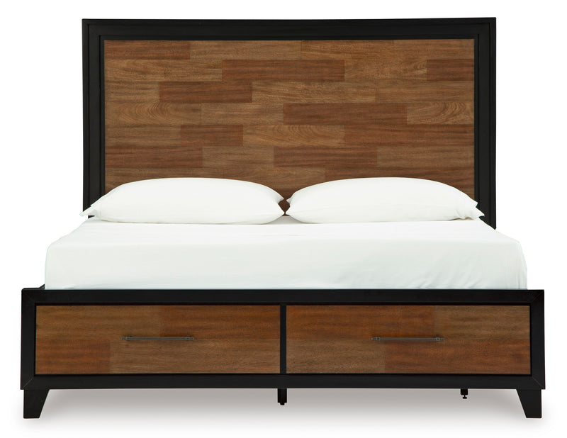 Kraeburn Brown/Black California King Panel Storage Bed from Ashley - Luna Furniture