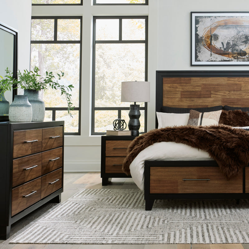 Kraeburn Brown/Black Queen Panel Storage Bed from Ashley - Luna Furniture