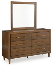 Lyncott Brown King Upholstered Bed with Mirrored Dresser from Ashley - Luna Furniture