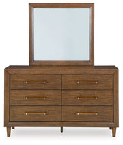 Lyncott Brown King Upholstered Bed with Mirrored Dresser from Ashley - Luna Furniture