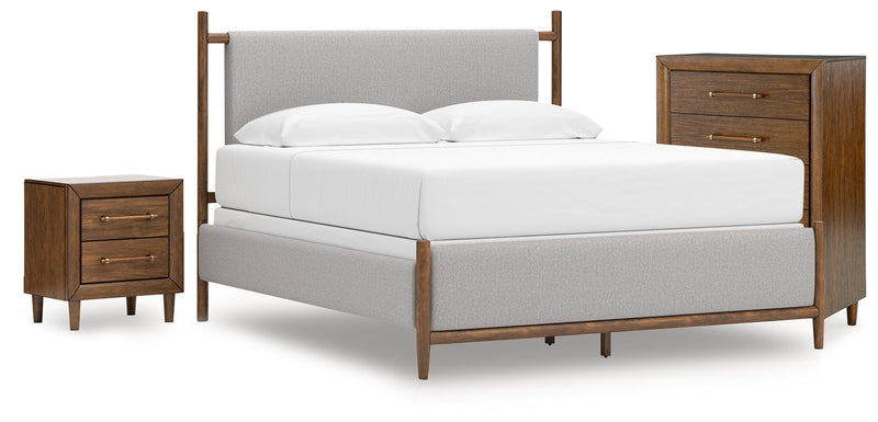 Lyncott Brown King Upholstered Bed, Chest and Nightstand from Ashley - Luna Furniture