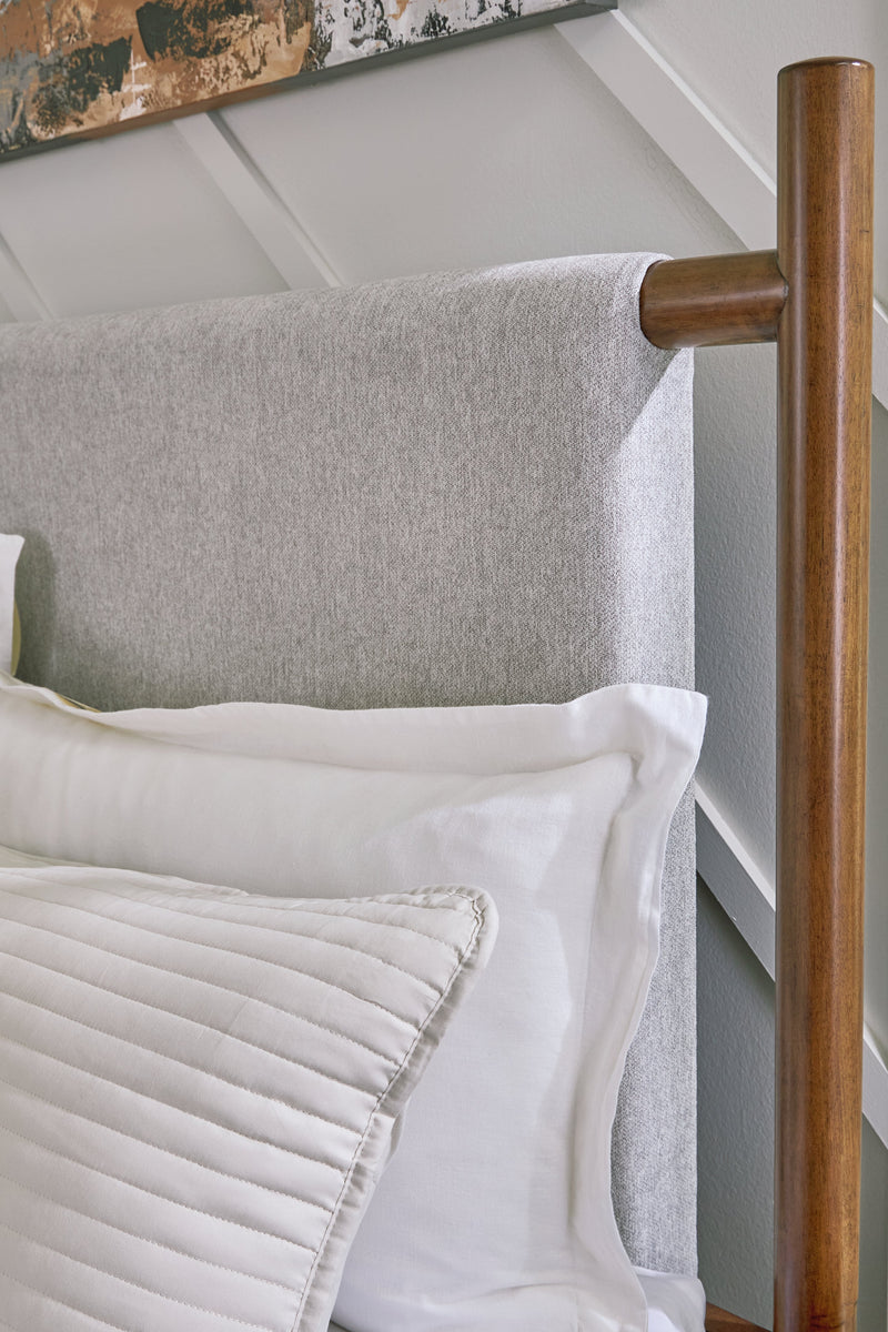 Lyncott Brown California King Upholstered Bed with Mirrored Dresser from Ashley - Luna Furniture