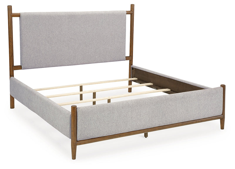 Lyncott Brown California King Upholstered Bed with Mirrored Dresser from Ashley - Luna Furniture