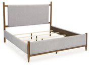 Lyncott Brown King Upholstered Bed with Mirrored Dresser from Ashley - Luna Furniture