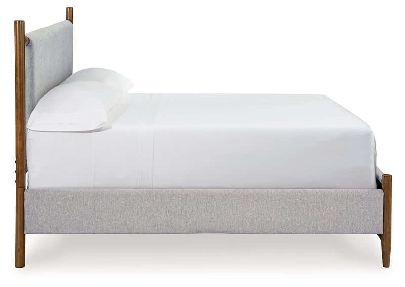 Lyncott Brown California King Upholstered Bed with Mirrored Dresser from Ashley - Luna Furniture