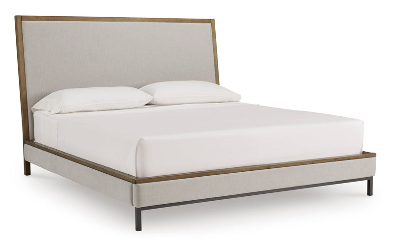 Tomtyn Light Brown California King Upholstered Bed from Ashley - Luna Furniture