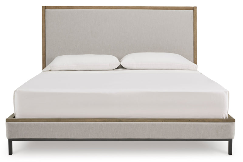 Tomtyn Light Brown California King Upholstered Bed from Ashley - Luna Furniture