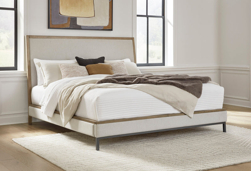 Tomtyn Light Brown California King Upholstered Bed from Ashley - Luna Furniture