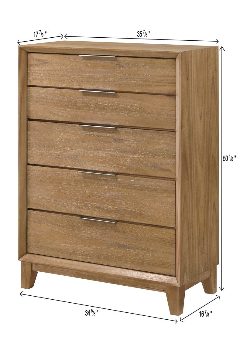 Florian Natural Wood Upholstered Storage Bedroom Set from Crown Mark - Luna Furniture
