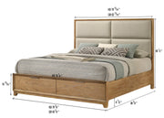 Florian Natural Wood Upholstered Queen Storage Platform Bed from Crown Mark - Luna Furniture