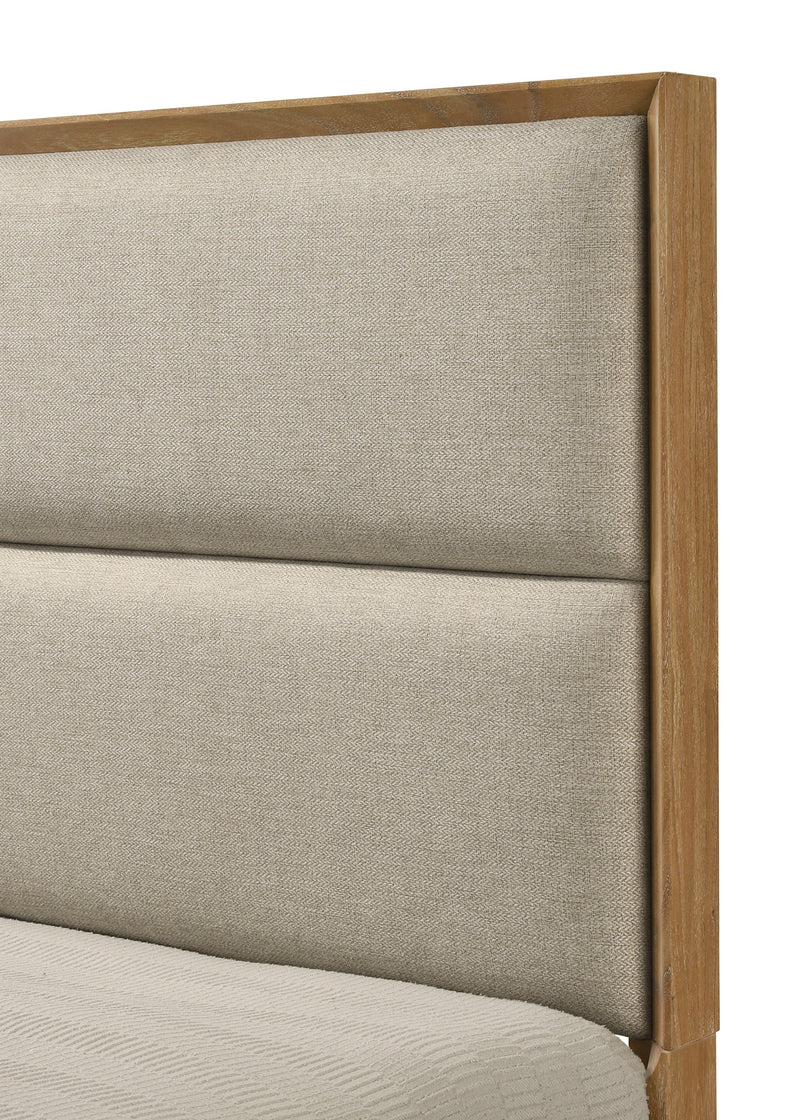 Florian Natural Wood Upholstered Queen Storage Platform Bed from Crown Mark - Luna Furniture