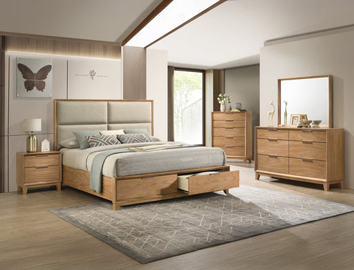 Florian Natural Wood Upholstered Storage Bedroom Set from Crown Mark - Luna Furniture