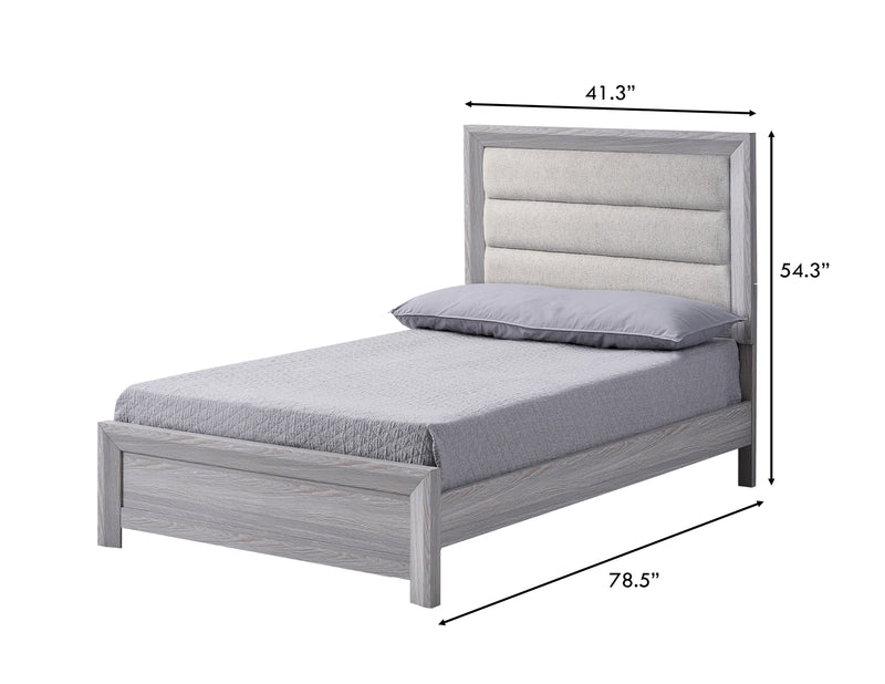 Adelaide Driftwood Twin Upholstered Panel Bed from Crown Mark - Luna Furniture
