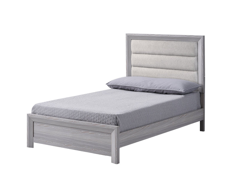 Adelaide Driftwood Twin Upholstered Panel Bed from Crown Mark - Luna Furniture