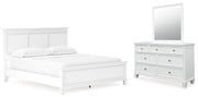 Fortman White California King Panel Bed with Mirrored Dresser from Ashley - Luna Furniture