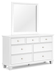 Fortman White California King Panel Bed with Mirrored Dresser from Ashley - Luna Furniture