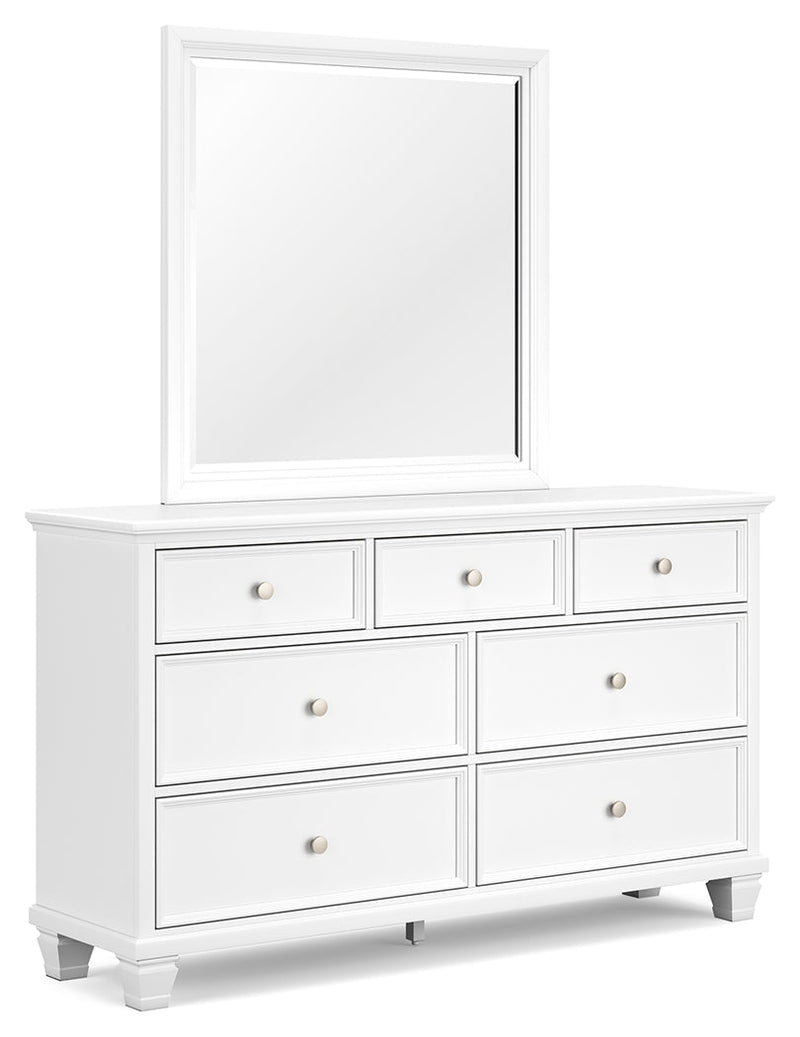 Fortman White California King Panel Bed with Mirrored Dresser from Ashley - Luna Furniture
