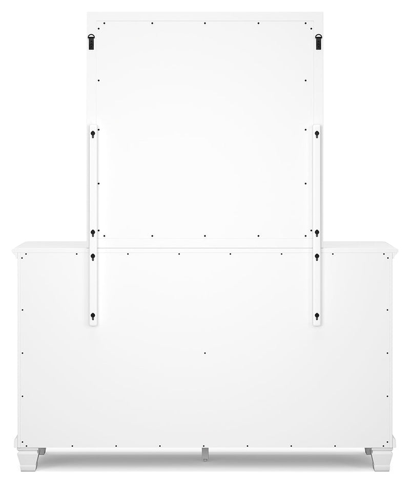 Fortman White California King Panel Bed with Mirrored Dresser from Ashley - Luna Furniture