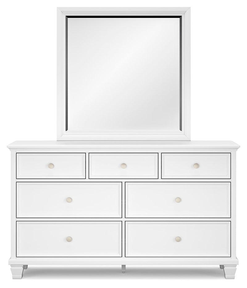 Fortman White California King Panel Bed with Mirrored Dresser from Ashley - Luna Furniture