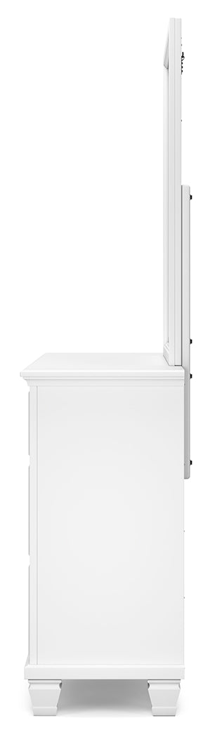Fortman White King Panel Bed, Dresser, Mirror and Nightstand from Ashley - Luna Furniture