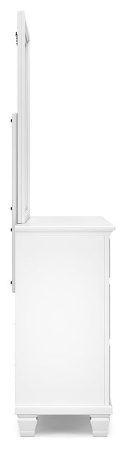 Fortman White California King Panel Bed with Mirrored Dresser from Ashley - Luna Furniture