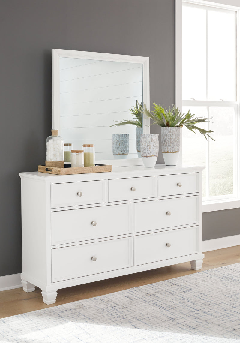 Fortman White California King Panel Bed with Mirrored Dresser from Ashley - Luna Furniture
