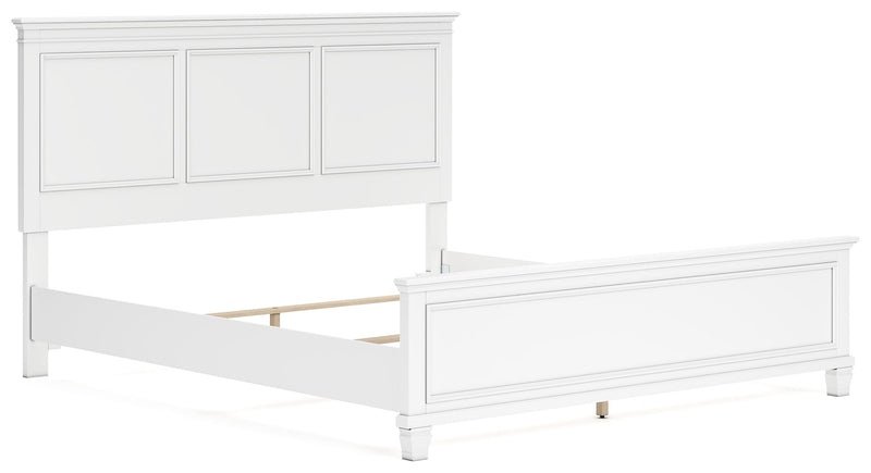 Fortman White California King Panel Bed with Mirrored Dresser from Ashley - Luna Furniture