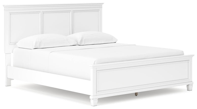 Fortman White California King Panel Bed with Mirrored Dresser from Ashley - Luna Furniture