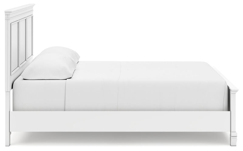 Fortman White California King Panel Bed with Mirrored Dresser from Ashley - Luna Furniture