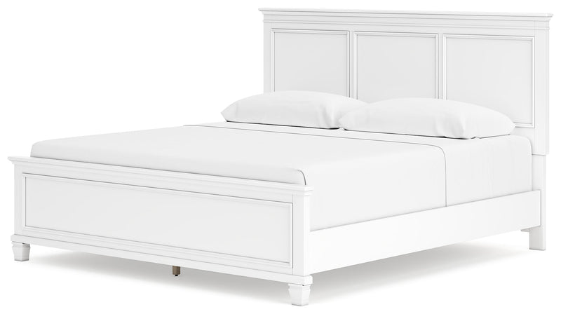Fortman White King Panel Bed, Dresser, Mirror and Nightstand from Ashley - Luna Furniture