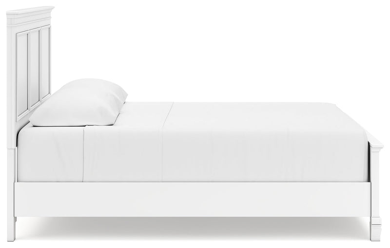Fortman White King Panel Bed, Dresser, Mirror and Nightstand from Ashley - Luna Furniture