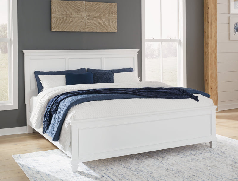 Fortman White California King Panel Bed with Mirrored Dresser from Ashley - Luna Furniture