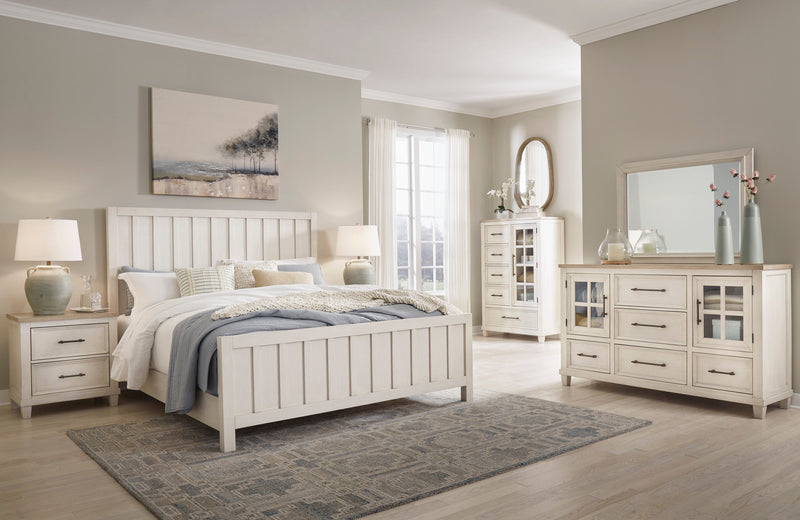 Shaybrock Antique White King Panel Bed from Ashley - Luna Furniture