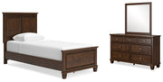 Danabrin Brown Twin Panel Bed with Mirrored Dresser from Ashley - Luna Furniture