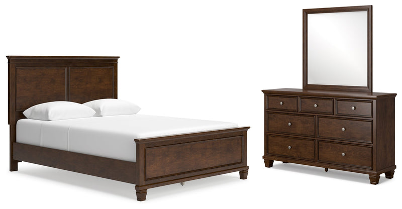 Danabrin Brown Queen Panel Bed with Mirrored Dresser from Ashley - Luna Furniture