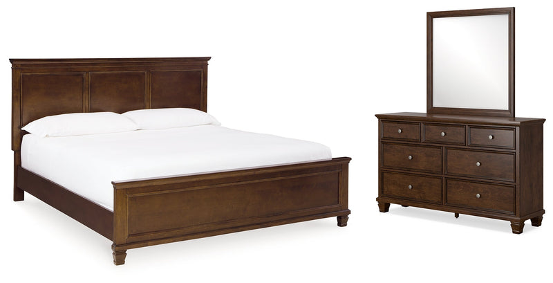 Danabr Brown King Panel Bed with Mirrored Dresser from Ashley - Luna Furniture