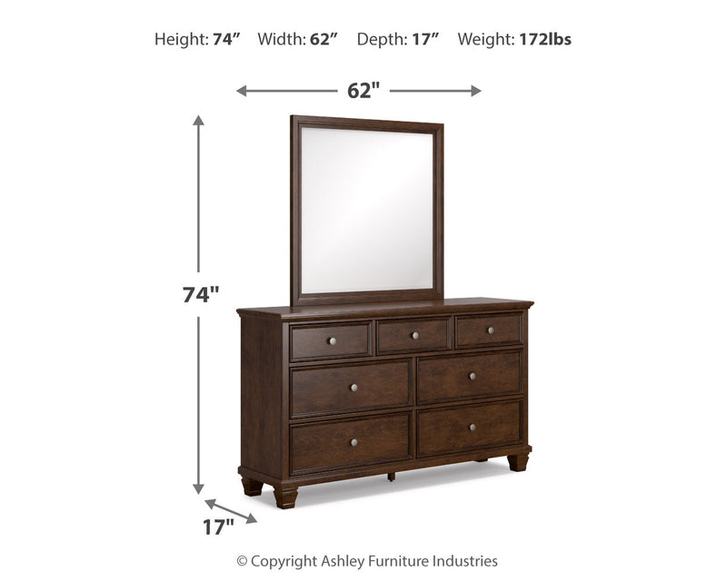 Danabr Brown King Panel Bed with Mirrored Dresser from Ashley - Luna Furniture