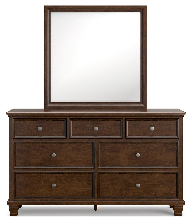 Danabrin Brown California King Panel Bed with Mirrored Dresser from Ashley - Luna Furniture