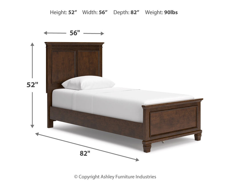 Danabrin Brown Twin Panel Bed with Mirrored Dresser from Ashley - Luna Furniture