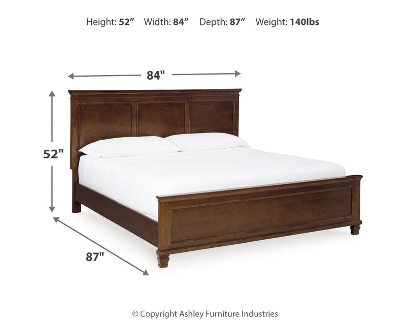 Danabr Brown King Panel Bed with Mirrored Dresser from Ashley - Luna Furniture