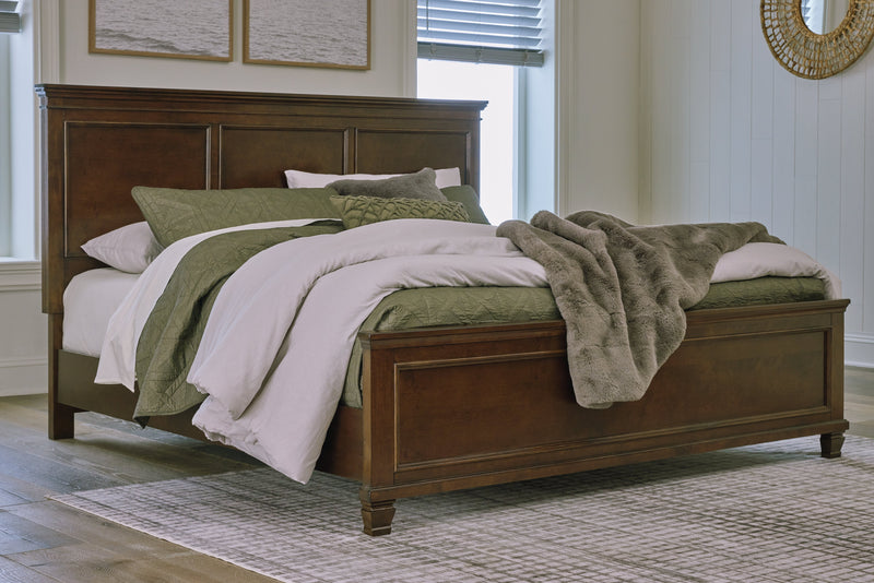 Danabr Brown King Panel Bed with Mirrored Dresser from Ashley - Luna Furniture