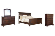 Porter Rustic Brown King Panel Bed with Mirrored Dresser and Chest from Ashley - Luna Furniture